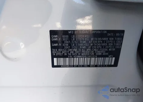 2020 Subaru Ascent Touring из США, поврежденный, VIN 4S4WMARD8L3402034